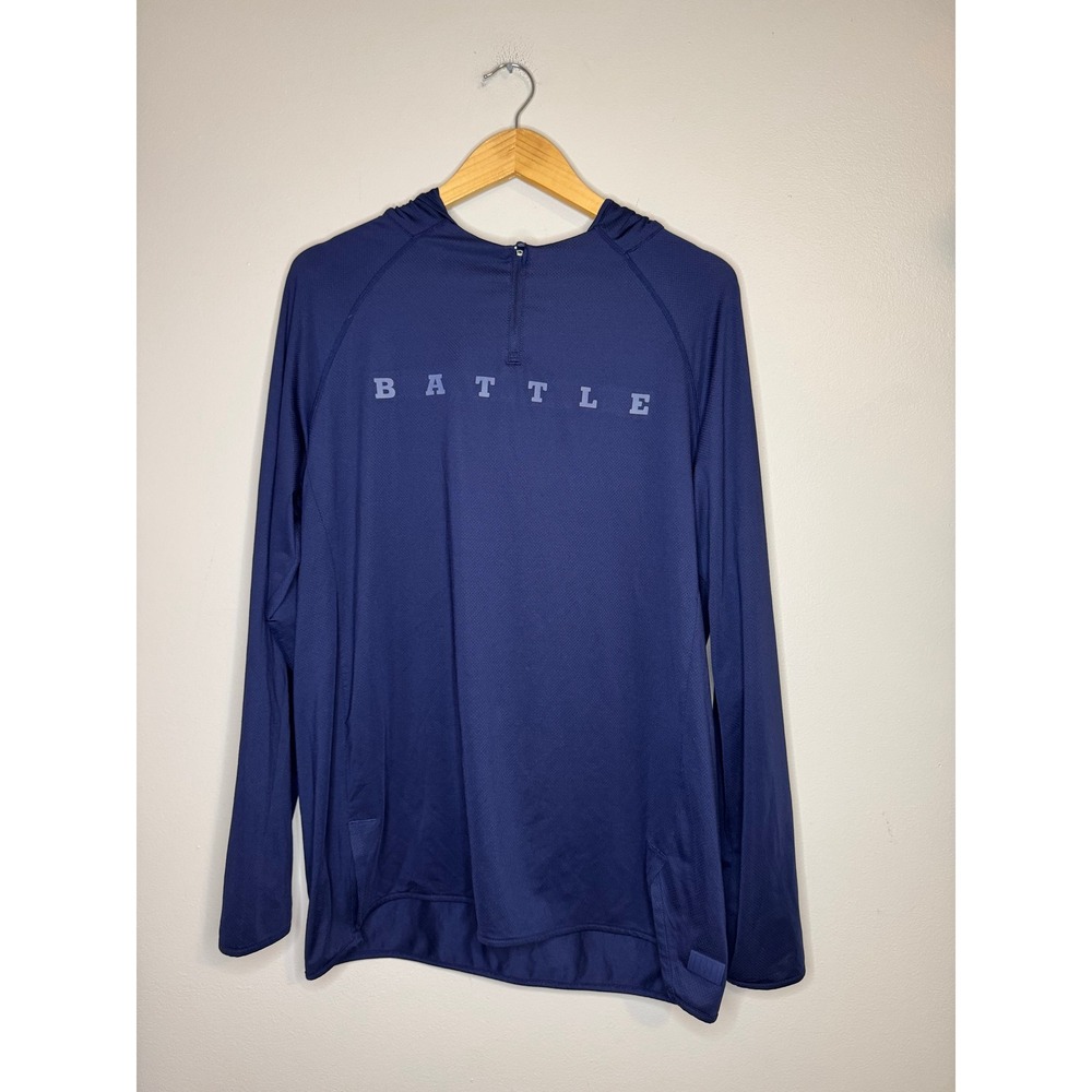 Battle Sports USA Flag Football Hoodie Mens XL Navy Blue Quarter Zip Performance